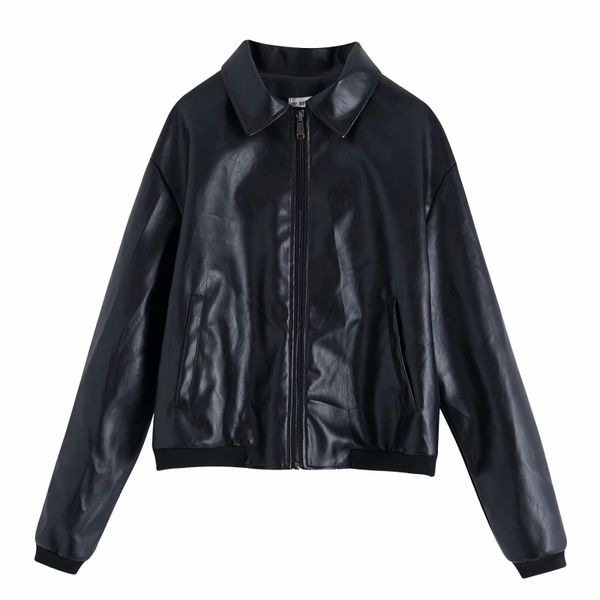 Мото стиль женские PU кожаные куртки осень черные карманы женские пальто мода женские молния куртка девушки шик 210430
