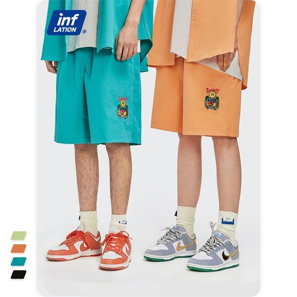 

inflation candy color shorts men women harajuku cartoon embroidery elastic waist casual couple 3637s21 210629, White;black