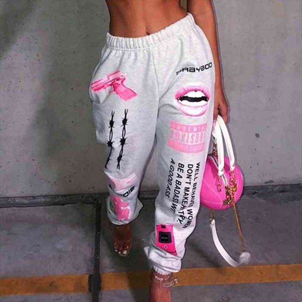 

overalls women autumn hip-hop pattern track pants women jogging pants harajuku high waist loose casual track, Black;white