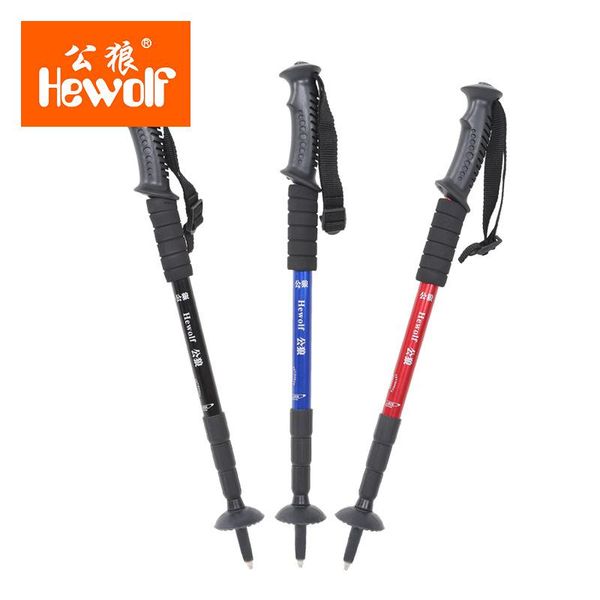 

hewolf ultralight aluminum alloy 4 sections walking stick adjustable trekking alpenstock climbing hiking pole canes poles