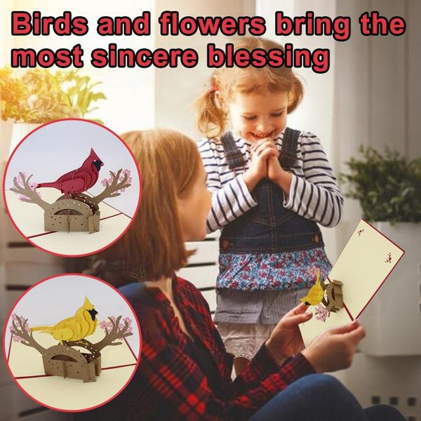 

greeting cards three of the optional exquisite -up card bird pattern trim blessing party invitation 2021