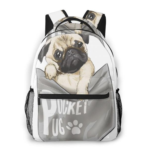 

backpack travel pack cute pug in shirt pocket sports bag outdoor climbing