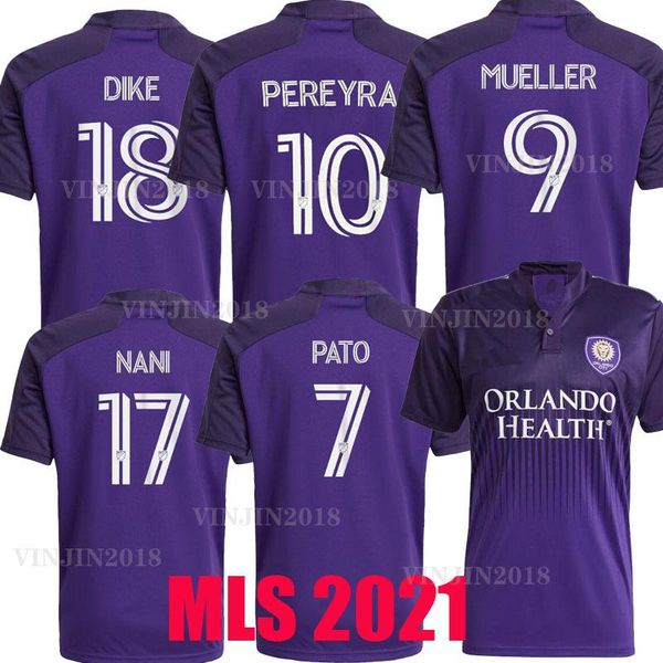 

mls 2021 orlando home city soccer jersey 21 22 football sc nani pato dwyer akindele mueller moutinho ruan kljestan johnson men shirt uniform, Black;yellow