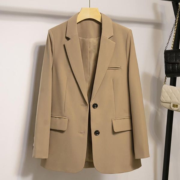 

women's suits & blazers fashion with pocket button up collared loose camel female blazer office lady single breasted women spring autum, White;black