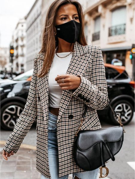 

women's suits & blazers casual plaid small suit jacket fashion all-match 2021 spring and autumn korean clothing, White;black