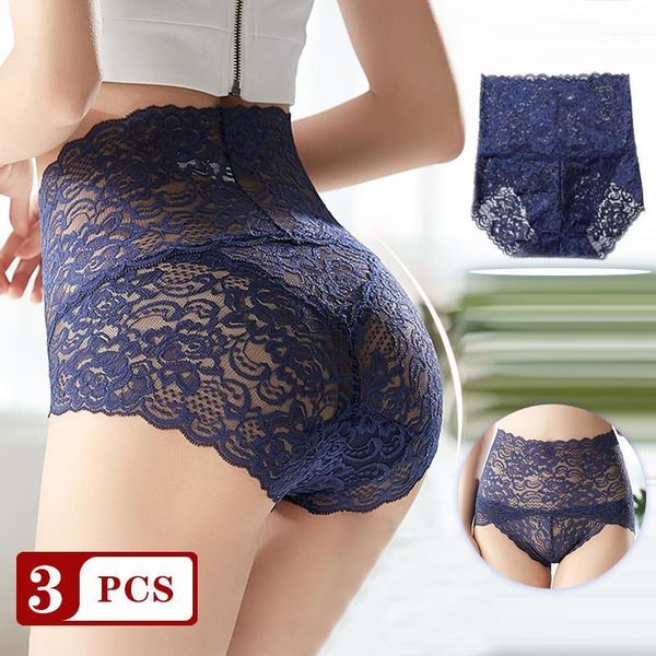 

women's panties meooliisy lace high waist hip tuck elastic fit transparent seamless cotton crotch flower lingerie, Black;pink