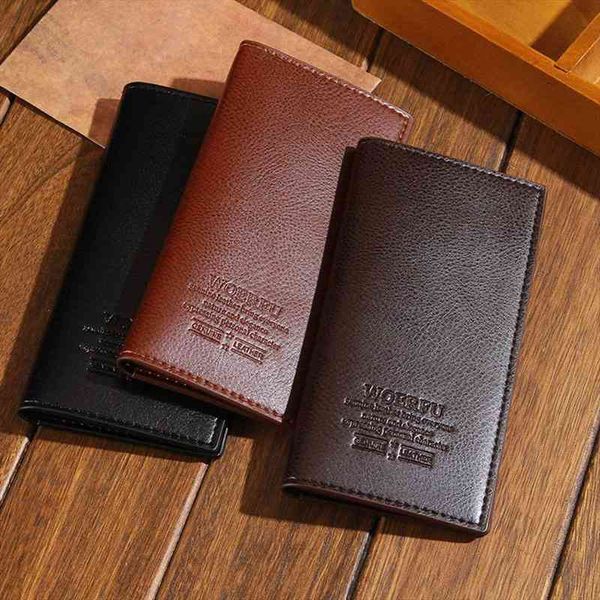 

business mens long casual leather black wallet pockets card clutch bifold purse pu synthetic holder unisex, Red;black
