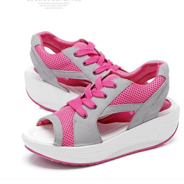 

sandals size 35--42 women's fishnet mesh platform shoes casual sneakers outdoor non-slip flat walking, Black