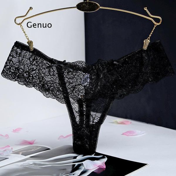 

women's panties genuo invisible thong t-pants underwear transparent lace lady female briefs g-string girl underpants, Black;pink