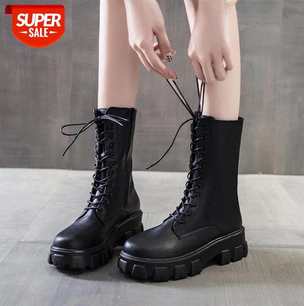 

mid-calf boots for women snow boots winter women white fashion black leather platform gothic high black #sz8z