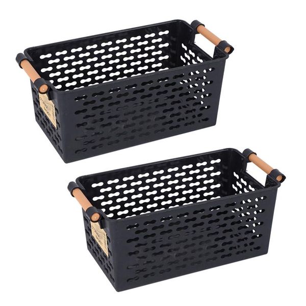 

storage baskets 2x basket rectangular bathroom portable box bath kitchen debris multi-purpose black