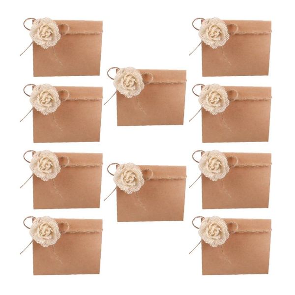 

greeting cards 10pcs name vintage linen place country style paper wedding bowknot table signing delicate seat