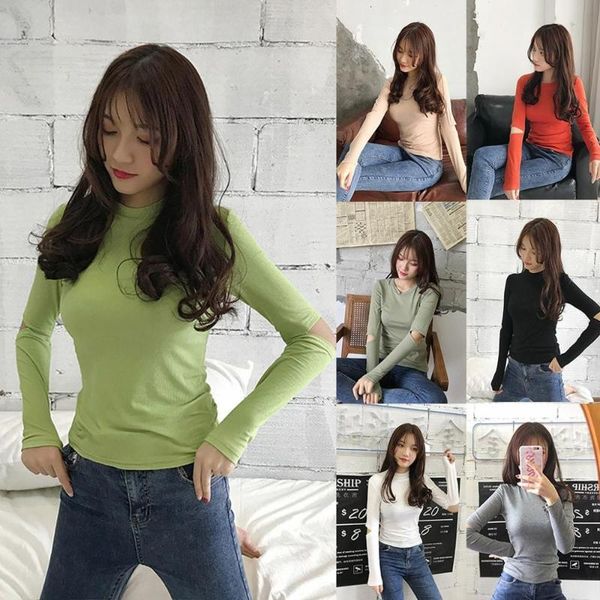 

korean style blouse women turtleneck solid color long cut out sleeve pullover fashion ladies blusas mujer de moda 2021 women's blouses, White