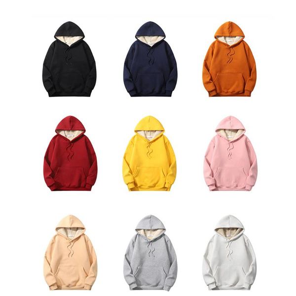 

men's hoodies & sweatshirts winter women 9 colors round neck hooded casual fashion female sweatshirt thick warm 5xl loose style lovers, Black