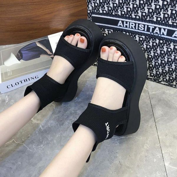 

sandals 2021 summer fashion women open-toed sandal thick-soled round head roman shoes retro black comfortable female casual