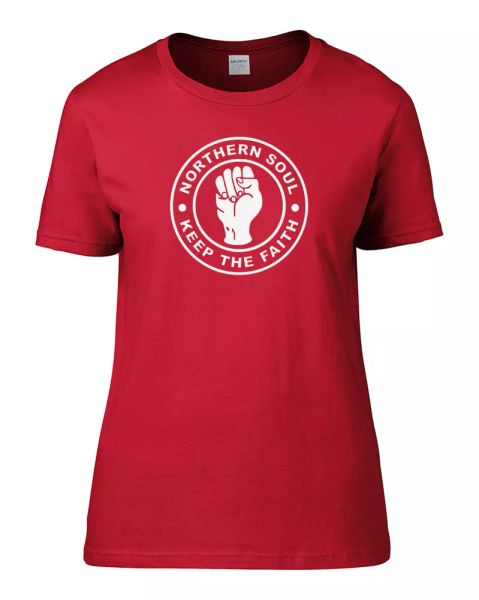 

NORTHERN SOUL- KEEP THE FAITH FIST- Iconic Retro Women's T Shirt, White;black