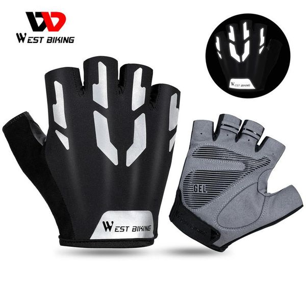 

cycling gloves west biking high elasticity breathable riding reflective -absorbing half-finger sports equipment, Black