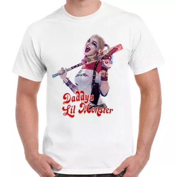 

suicide squad harley quinn daddy's lil monster cool retro t shirt 886, White;black