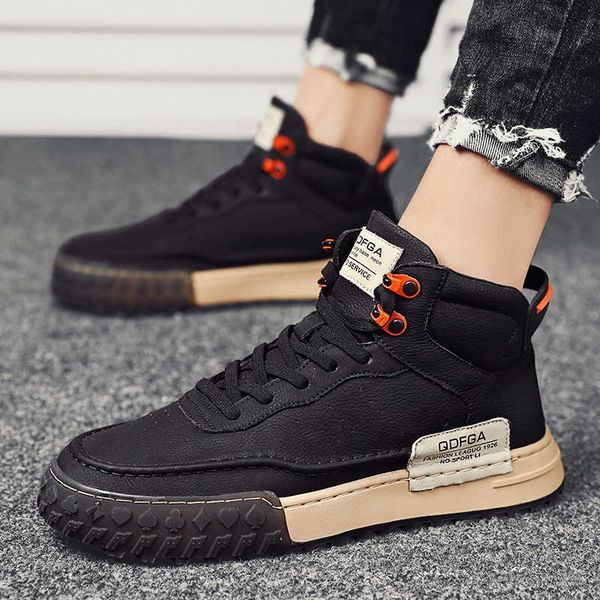 

men's sho 2021 autumn high motorcycle riding leather boots versatile casual trendy board
