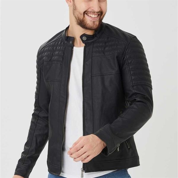 

spring/winter men 's regular length casual faux leather zipper inside pockets black color turkish production jacket coats 211118