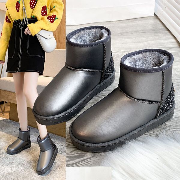 

shoes winter shoes woman snow boots platforms women's booties british style thick bottom warm plush footware black grey 2rsy