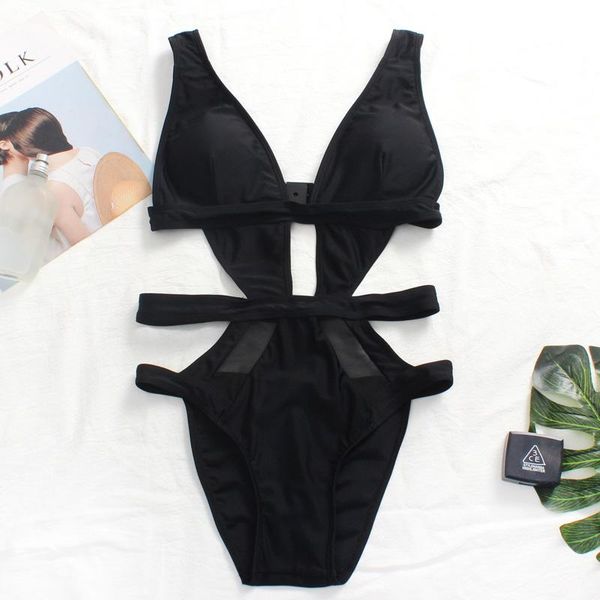 

one-piece suits brazilian one pieces women hollow bandage deep-v swimwear slender ladies swimsuit beach wear biquini bathing