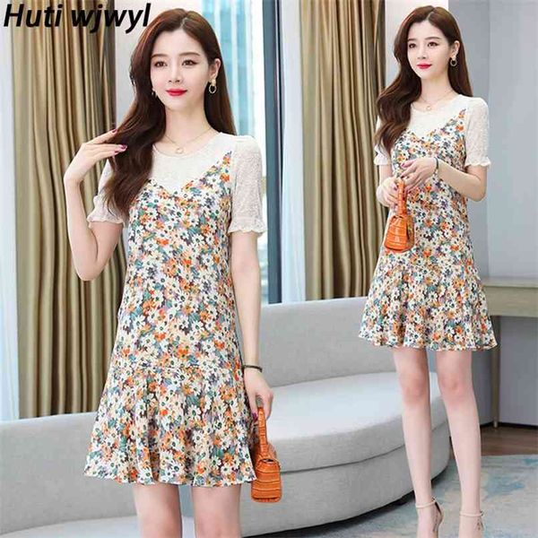 

women party bodycon lace mini dresses casual chiffon floral beach vestidos plus size summer vintage short sundress 210528, Black;gray