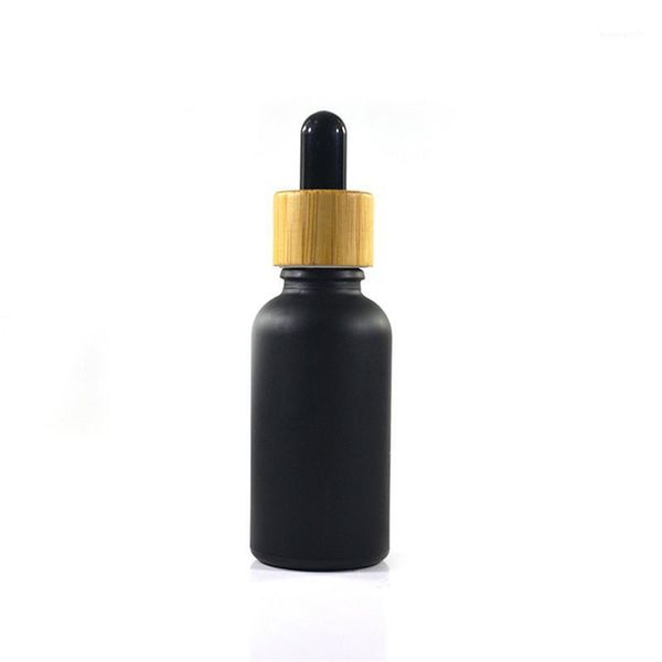 

297pcs 30ml matte black glass bottle with bamboo cap white essential oil storage bottles & jars1