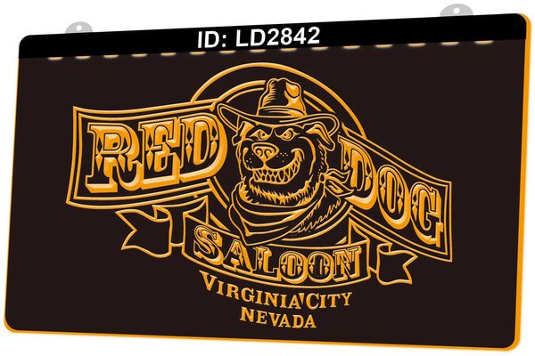 LD2842 Red Dog Saloon Virginia City Nevada 3D гравировальный светодиодный светильник знак оптом розничная торговля