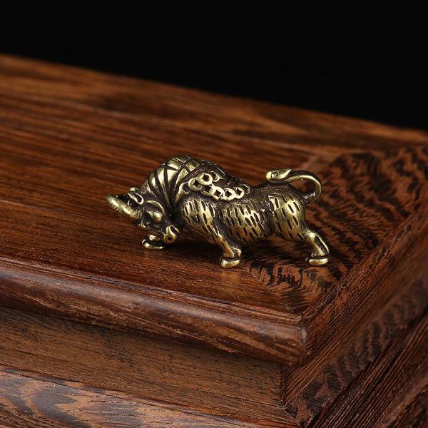 

decorative objects & figurines pure brass bull miniature vintage animal ornament lucky desk decoration accessory zodiac cattle pendant for k