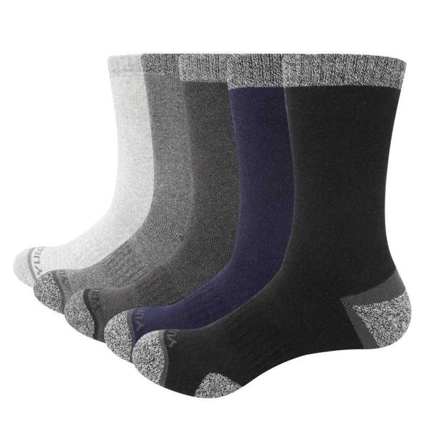 

sports socks yuegde brand men's breathable cotton cushion crew trekking hiking boot work 38-45 eu, Black
