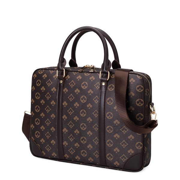 

mens business handbag men's computer bag business briefcase brown leather retro old flower crossboby luggage box #6923