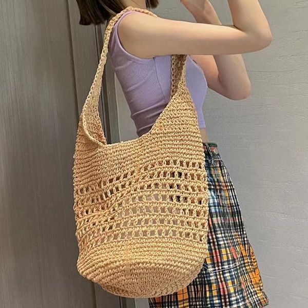 

evening bags bohemia hollow woven women shoulder bag high capacity crossbody for summer beach straw women's casual big shopper