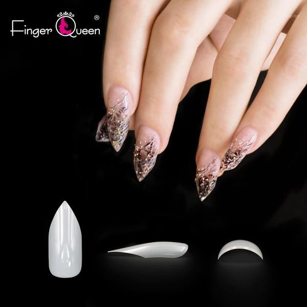 

nail tips 500p natural ballerina fake nails press on nails1, Red;gold