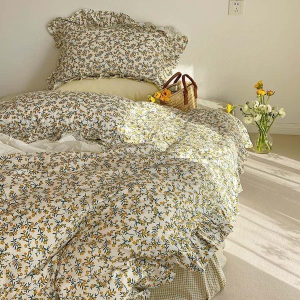 

bedding sets floral cute set cotton bed linens pillow cases duvet cover bedspread 4pcs luxury french style retro