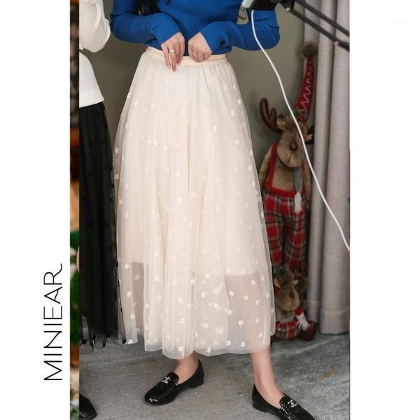 

skirts 2021 skirt women spring fashion casual loose elastic waist lace hollow out all-match, Black