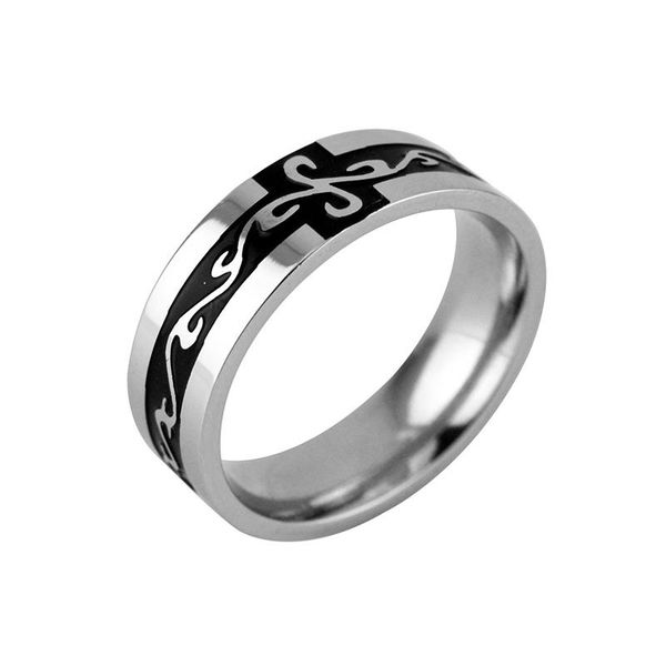 

cluster rings bohemian black color flower cross for women lady wedding jewelry gifts vintage 7mm stainless steel engagement bands anel, Golden;silver