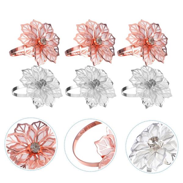 

12pcs napkin rings flower-shaped buckles for dinning table