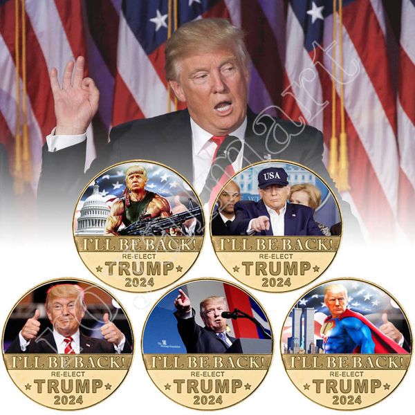 

i will be back re-elect trump 2024 coins crafts us presidential election accessories