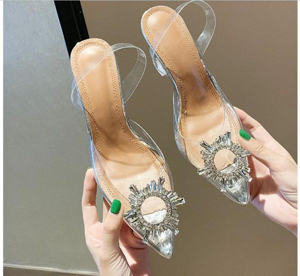 

dress shoes summer transparent sandals women elegant sky high heels bling crystal woman ladies party club, Black