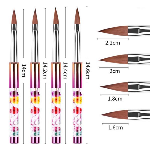 

set nylon round hair nail art brushes for acrylic uv gel extension builder pen painting drawing flower manicure tips tools1, Yellow