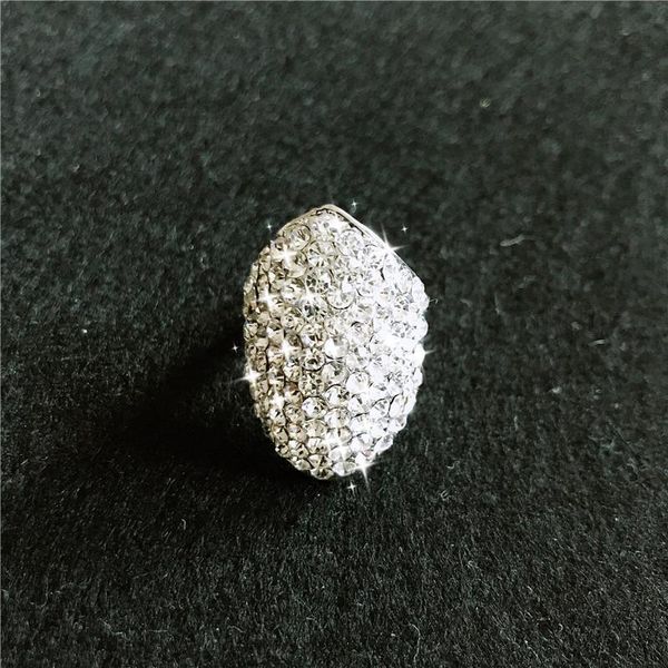

cluster rings fyuan shiny full rhinestone djustable ring for women geometric crystal wedding party jewelry gifts, Golden;silver