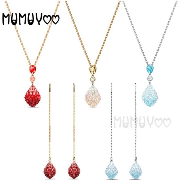 

pendant necklaces swa 2021 fashion classic sea blue, gold, red crystal fun necklace give girlfriend birthday luxury romantic exquisite gift, Silver