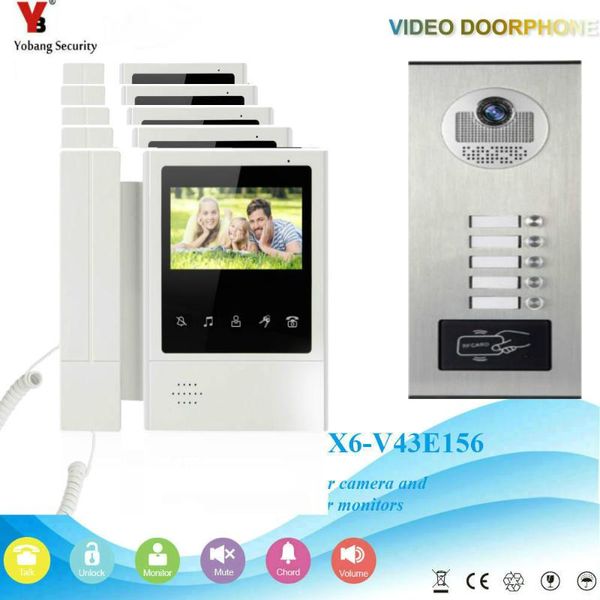 

yobang security speakerphone intercom system 4.3"inch color lcd monitor video doorbell access control for apartment door phones