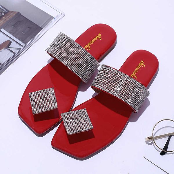 

summer women flat slippers bling slides outside holidays sandals flip flop 210908, Black