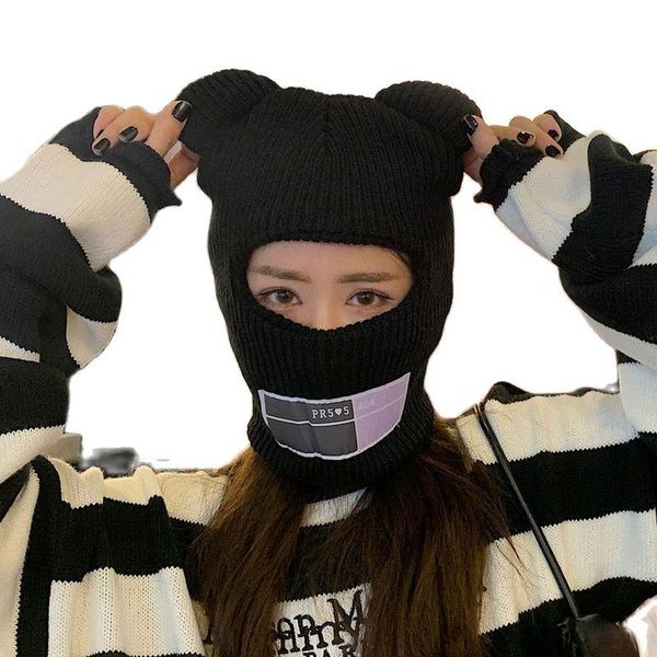 

beanies all-round warm woolen hat women's autumn and winter cold windproof neck guard cycling knitted thickened version