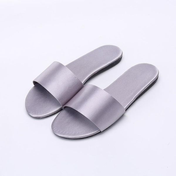 

slippers satin women flat shoes open toe non-slip indoor outdoor home ladies flip flops slides zapatillas de hombre, Black