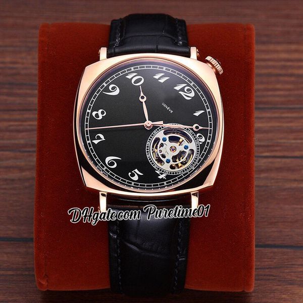 

historiques tourbillon a21j automatic mens watch 40mm rose gold black dial white number markers brown leather strap sports watches 4 styles, Slivery;brown