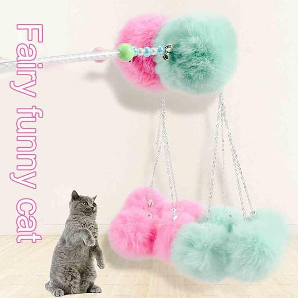 

1pc cat teaser stick funny kitten entertainment with tassel balls pet supplies campana per capelli gatto divertente toys