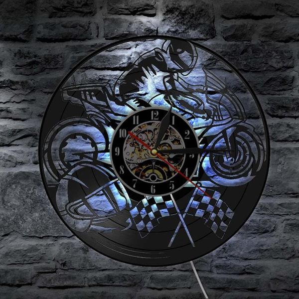 

wall clocks motorcycle design clock record motorcyclist racer rider gift home art modern hanging decor